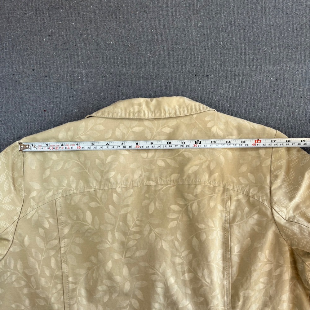 Eddie Bauer Trench Coat Womens XL Tan Excellent Leaf Print Cotton Nylon Jacket - Picture 8 of 9